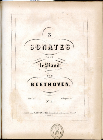 3 sonates pour le piano par Beethoven ... Op: 1er ... No. [3] [i.e. WoO 47, no. 3] thumbnail