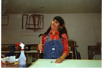 Michele Serros in a woodshop thumbnail