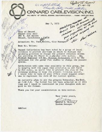 Cablevision Broadcast of City Council Meeting Letter thumbnail