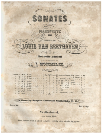 Piano sonata no. 11, op. 22, edited by Moscheles, with Moscheles' metronome markings thumbnail