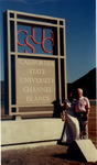 J. Handel Evans and Carol Evans with Original CSU Channel Islands Welcome Sign thumbnail