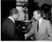 Photo of Egyptian President Anwar El Sadat, Israeli Prime Minister Menachem Begin, and Congressman Robert Lagomarsino thumbnail