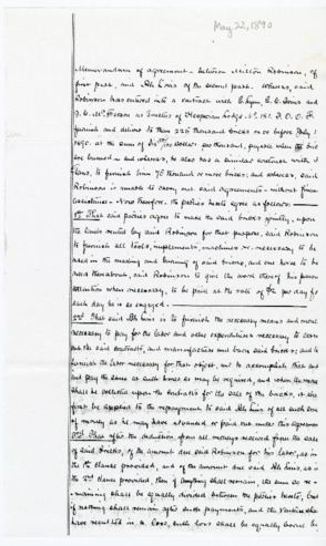 Memorandum of agreement between Milton Robinson and Ah Louis, 1890 thumbnail