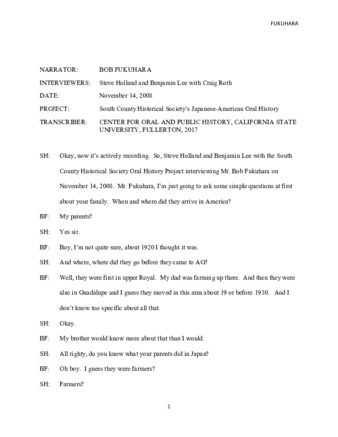 Oral history, Bob Fukuhara, 2008 [transcript] thumbnail