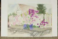 House With Purple Flowers And Fence thumbnail