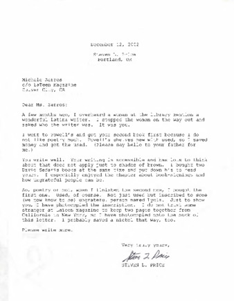 Letter from Steven L. Price thumbnail
