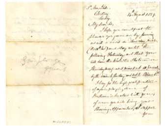 Autograph letter signed from George Smart to Joseph Joachim, August 14, 1859 thumbnail