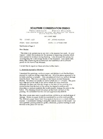 Letter to Denise Lugo, Director of The Latino Museum thumbnail