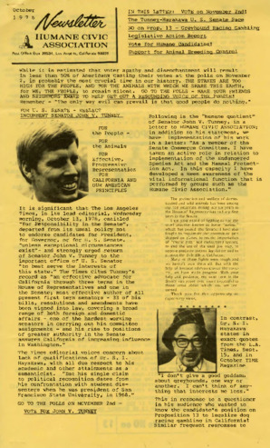 Humane Civic Association Newsletter thumbnail