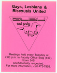 Gays, Lesbians and Bisexuals United [flier] thumbnail