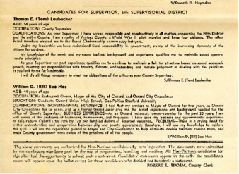 Candidates for Supervisor, 5th Supervisorial District thumbnail
