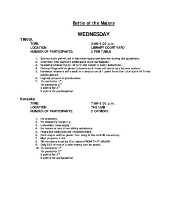 2006 Student Programming Board Battle Of The Majors Events - Wednesday thumbnail