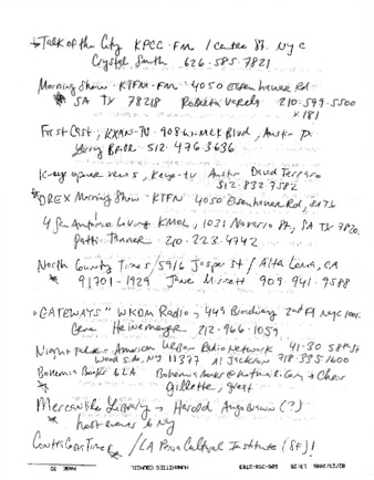 Handwritten notes for Michele Serros thumbnail