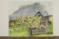 Old Counrty House With Blossoming Tree thumbnail