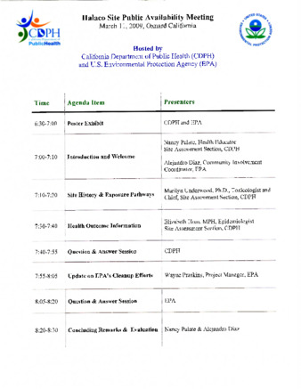 Agenda for Halaco Site Public Availability Meeting thumbnail