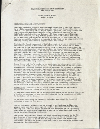 Annual Progress Report, California Polytechnic State University, 1975 thumbnail