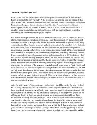 Christine Fleming COVID-19 Journal Entry thumbnail