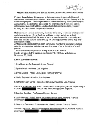 Email Between Steve Wright and Lupe Anguiano Regarding the Wearing Our Stories Project Synopsis thumbnail