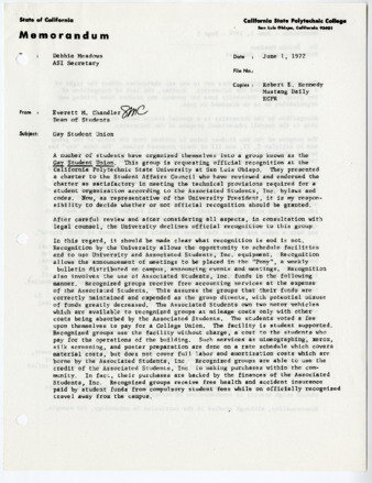 [Memorandums from campus administration to ASI, 1972] thumbnail