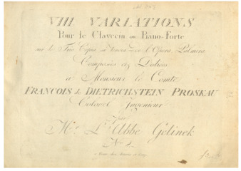 VII variations pour le clavecin ou piano-forte sur le trio Copia si tenera de l'opera, Palmira thumbnail