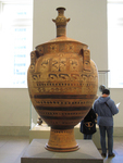 Terracotta krater with a lid surmounted by a small hydria thumbnail