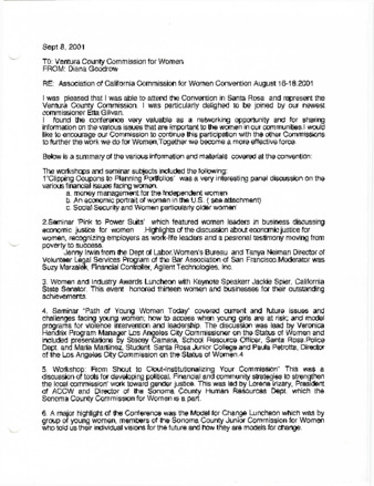 Letter to Ventura County Commission for Women from Diana Goodrow thumbnail
