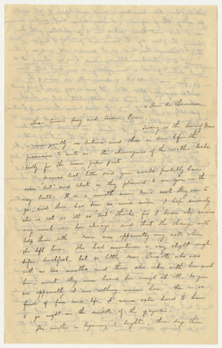 Letter from Julia Morgan to Cousin Lucy and Cousin Pierre Le Brun, March 1, 1897 thumbnail