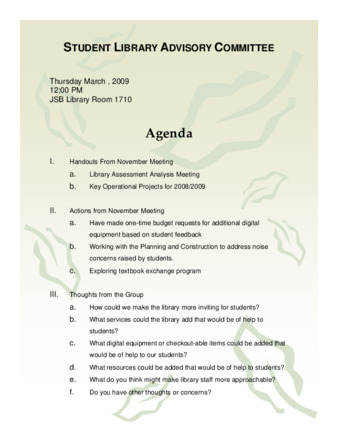 Student Library Advisory Committee Agenda 2009_03 thumbnail