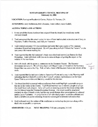 Agenda for Sustainability Council 2/11/2002 thumbnail