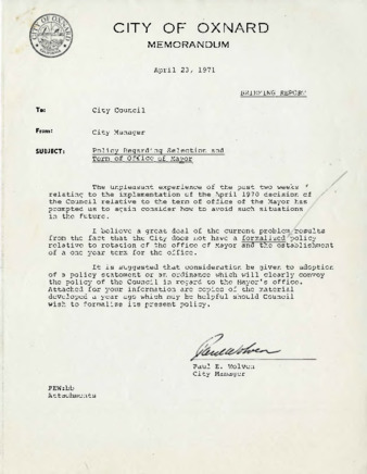 Policy Regarding Selection and Term of Office of Mayor thumbnail