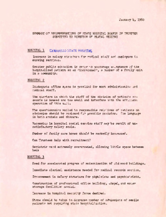 Summary of Recommendations of State Hospital Boards of Trustees Submitted to Director of Mental Hygiene thumbnail