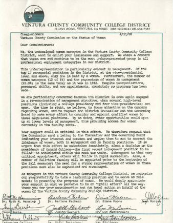 Letter to the VCCW from the Ventura County Community College District thumbnail