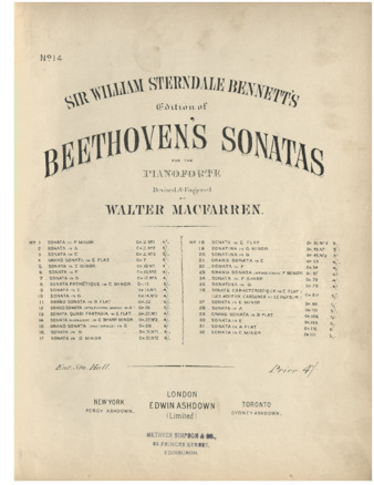 Piano Sonata no. 14 in C-sharp minor, op. 27, no. 2, edited by Bennett and Macfarren thumbnail