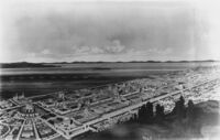 Drawing of aerial view of proposed exposition grounds thumbnail
