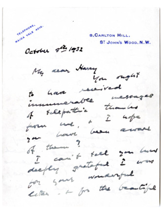 Autograph letter signed from Myra Hess thumbnail