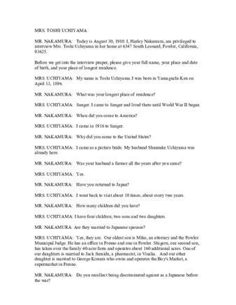 Mrs. Toshi Uchiyama thumbnail