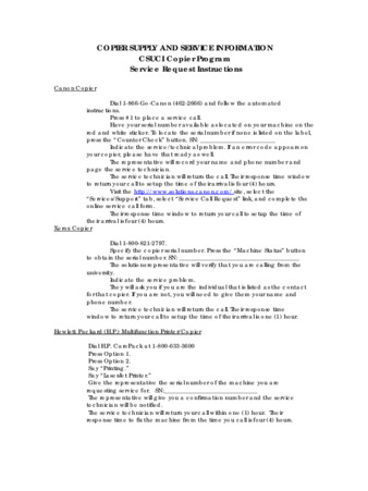 Copier Supply and Service Information thumbnail