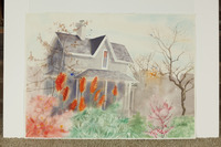 Red Flowers And Victorian House thumbnail