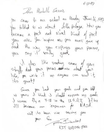 Fan letter to Michele Serros thumbnail