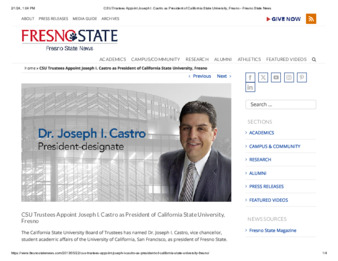 CSU Trustees Appoint Joseph I. Castro as President of California State University, Fresno thumbnail