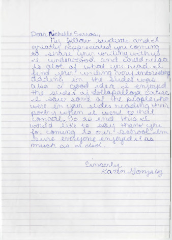 Letter from Karen Gonzalez thumbnail