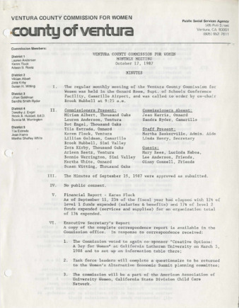 Minutes October 17, 1987 thumbnail