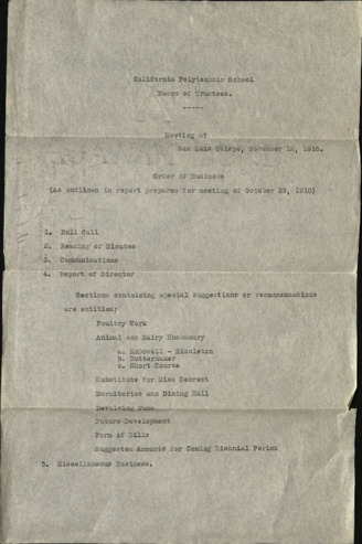 Report of Director, California Polytechnic School Board of Trustees, October 29, 1910 thumbnail