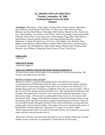 Academic Senate Meeting Minutes for September 19, 2006 thumbnail