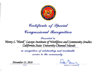 Certificate of Special Congressional Recognition thumbnail