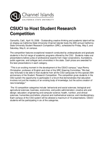 CSUCI to Host Student Research Competition thumbnail