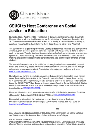 CSUCI to Host Conference on Social Justice in Education thumbnail