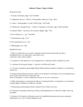 Indicator Project Report Outline thumbnail