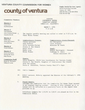 Minutes March 9, 1991 thumbnail