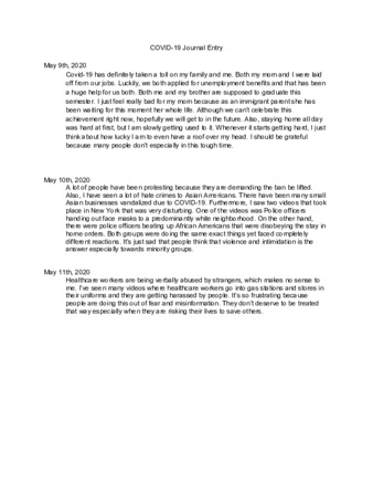 Nahid Khan COVID-19 Journal thumbnail